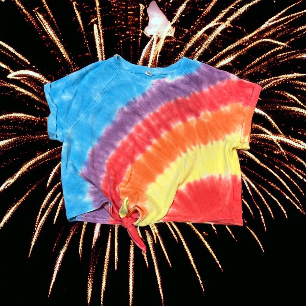 Tie-dye Cropped Short Sleeve Sweatshirt (M)